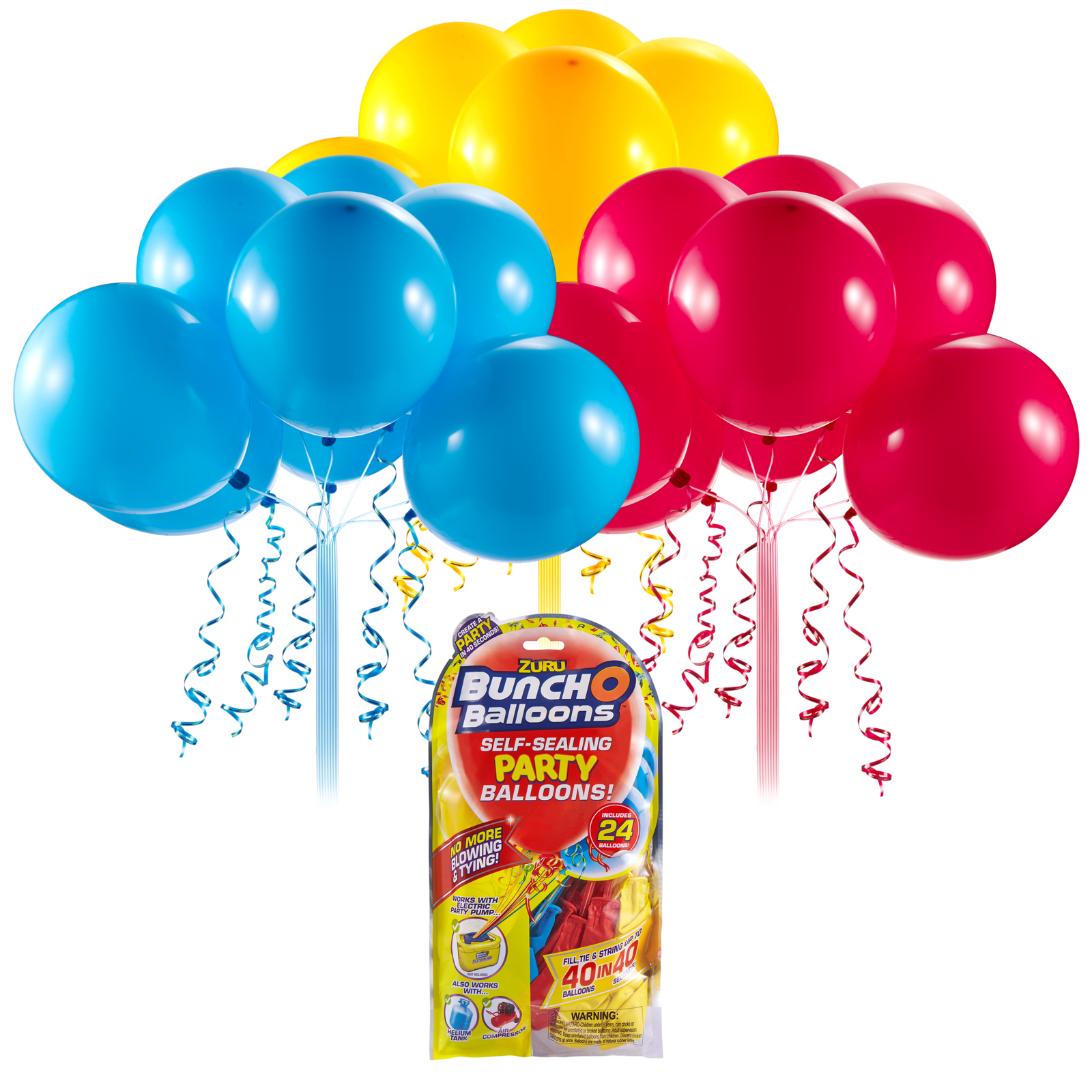 Bunch O' Balloons: Self Sealing Party Balloons - (24 x Red/Blue/Yellow) image