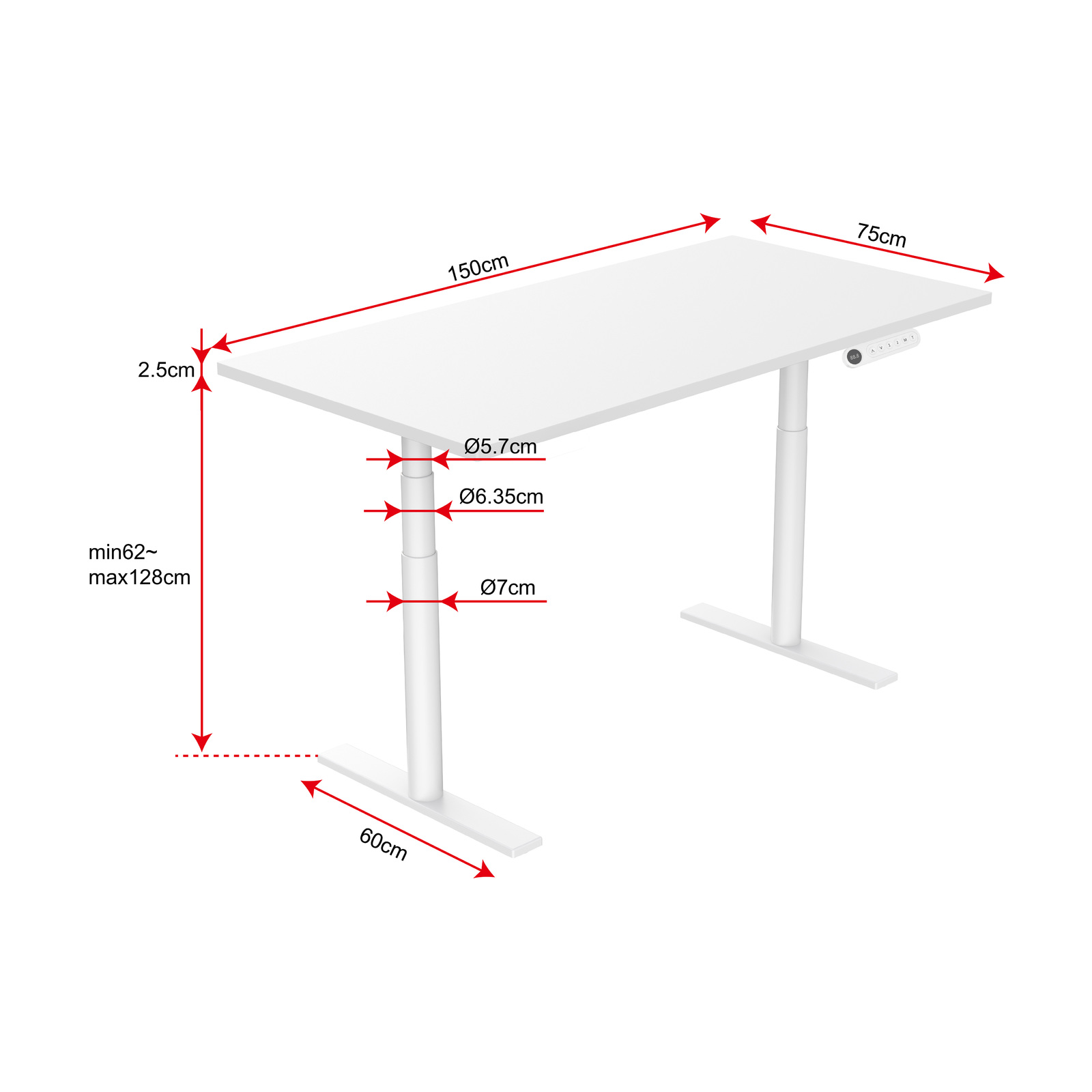 Buy Gorilla Office Height Adjustable Desk White/White at Mighty Ape NZ