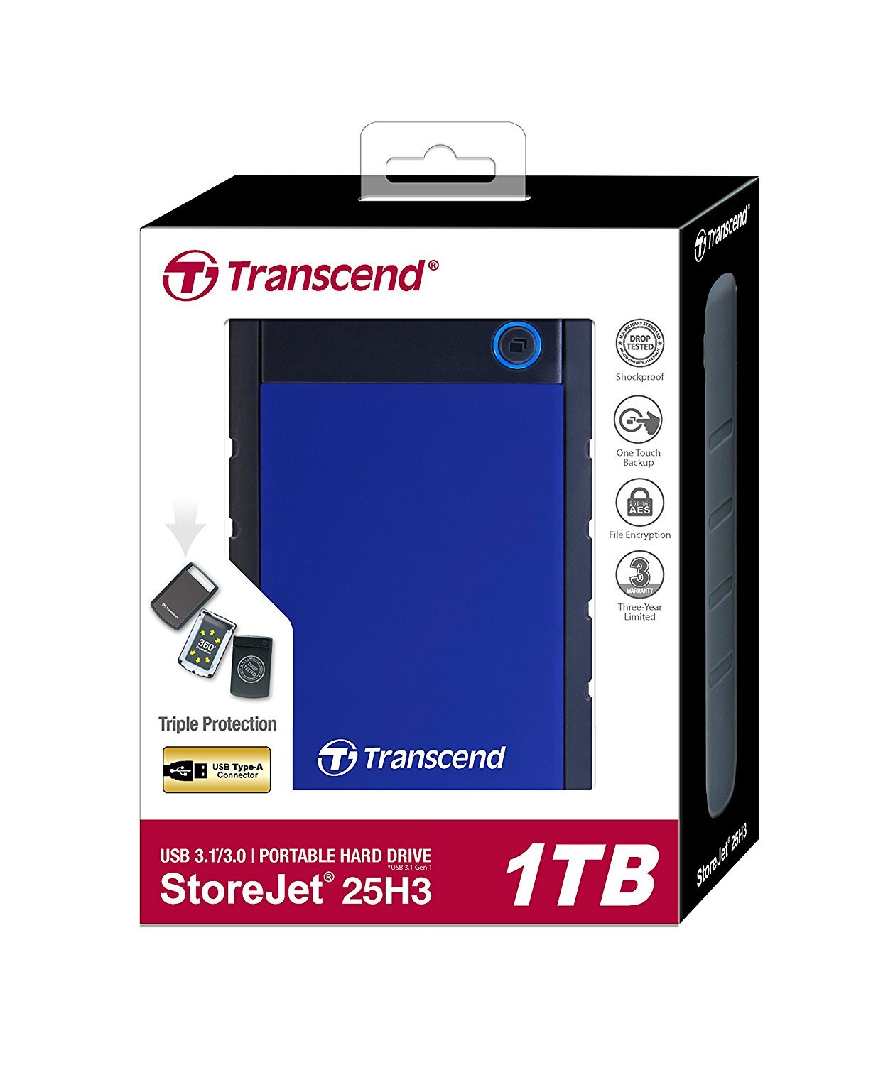 Transcend: StoreJet 25H3 1TB External Hard Disk - Navy Blue image