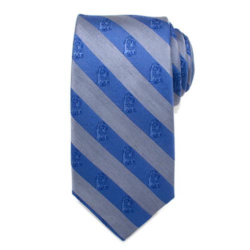Star Wars: R2-D2 Blue & Grey Stripe - Mens Silk Tie image