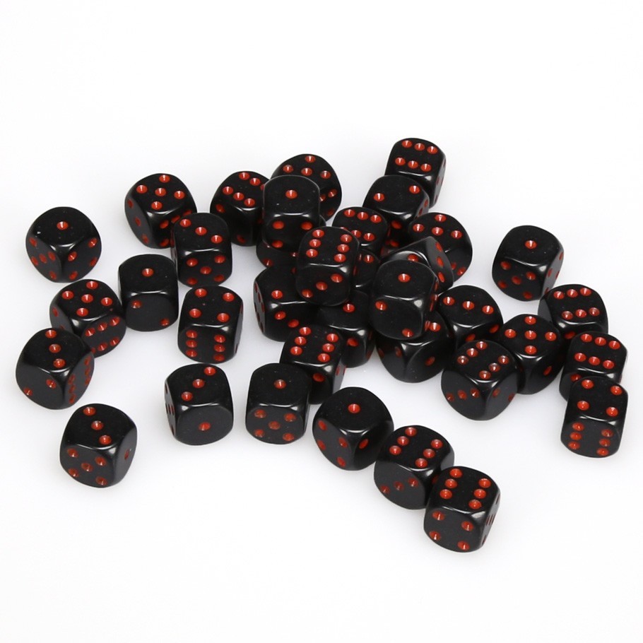 Chessex: D6 Opaque Cube Set (12mm) - Black/Red