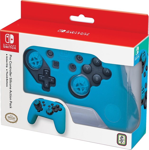 Nintendo Switch Pro Controller Action Grip & Thumb Buttons Blue
