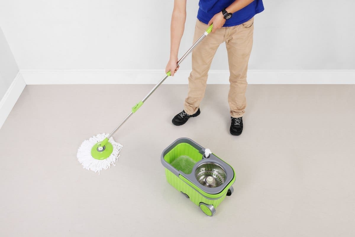 Essentials For You: Magic 360° Spin Mop with Roller Bucket and 5 Mop Heads image