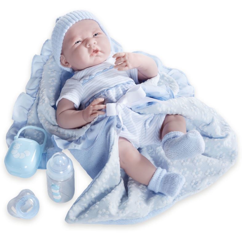 La Newborn - Soft Body Baby Doll with Blue Bunting image