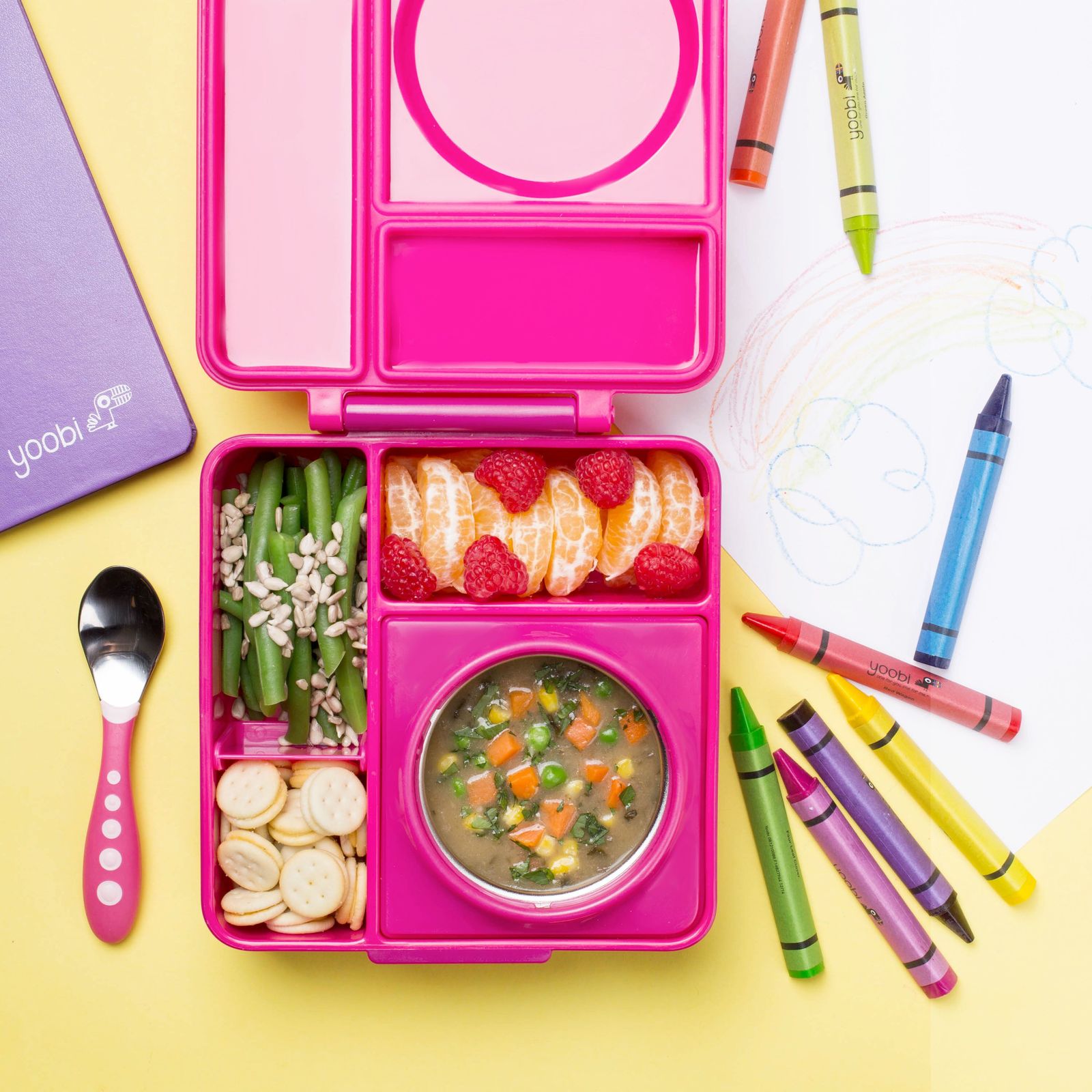 OmieBox Kids ThermosInsulated Bento Box Pink Berry at Mighty Ape NZ
