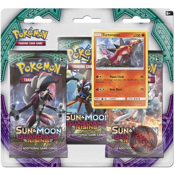 Pokemon TCG Sun & Moon Guardians Rising 3 Pack Blister: Turtonator