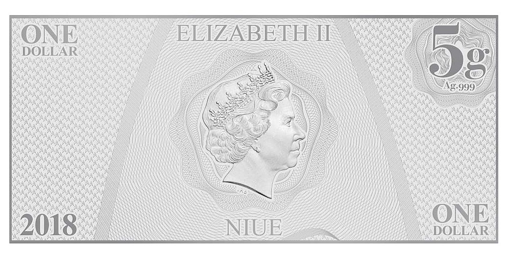 NZ Mint: Star Trek - Silver Coin Note - Lt. Sulu 2018 (5g Silver) image