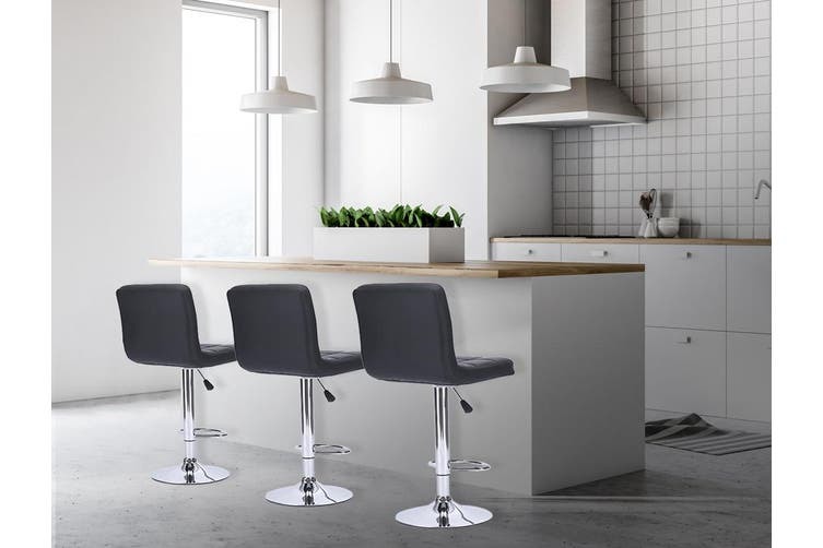 Adjustable Swivel Backrest PU Leather Bar Stool (2/Pack) - Black image