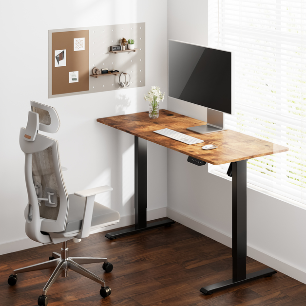 Buy Gorilla Office Height Adjustable Desk Black/Rustic Brown at