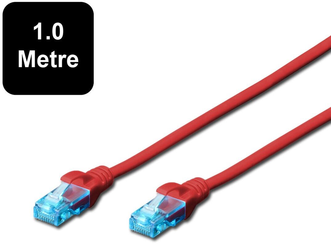 1m Digitus UTP Cat5e Network Cable - Red image