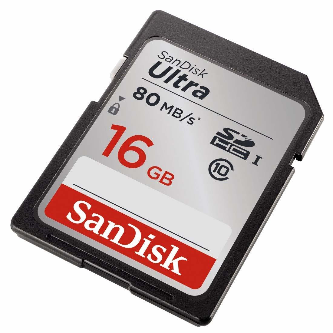 16GB SanDisk Ultra Class 10 SDHC UHS-I Up to 80MB/s Memory Card image