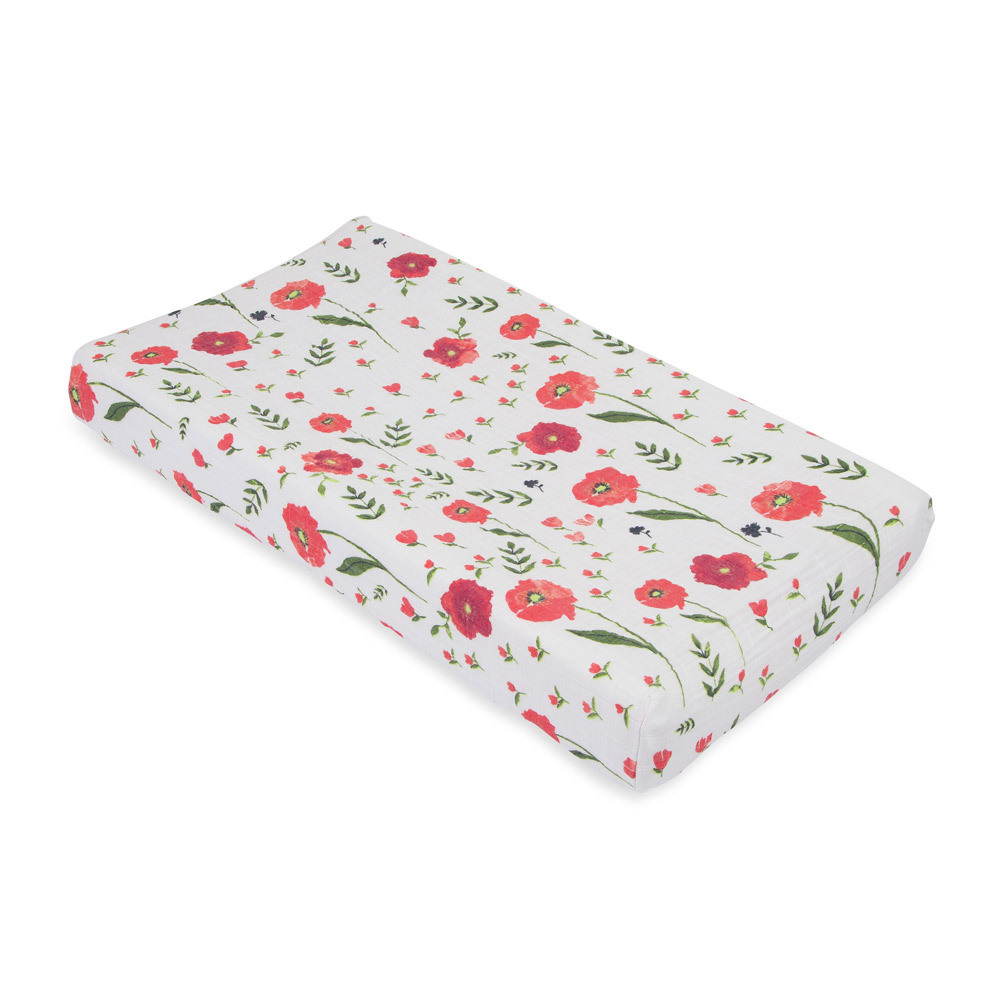 Little Unicorn - Muslin Changing Pad Cover - Summer Poppy image