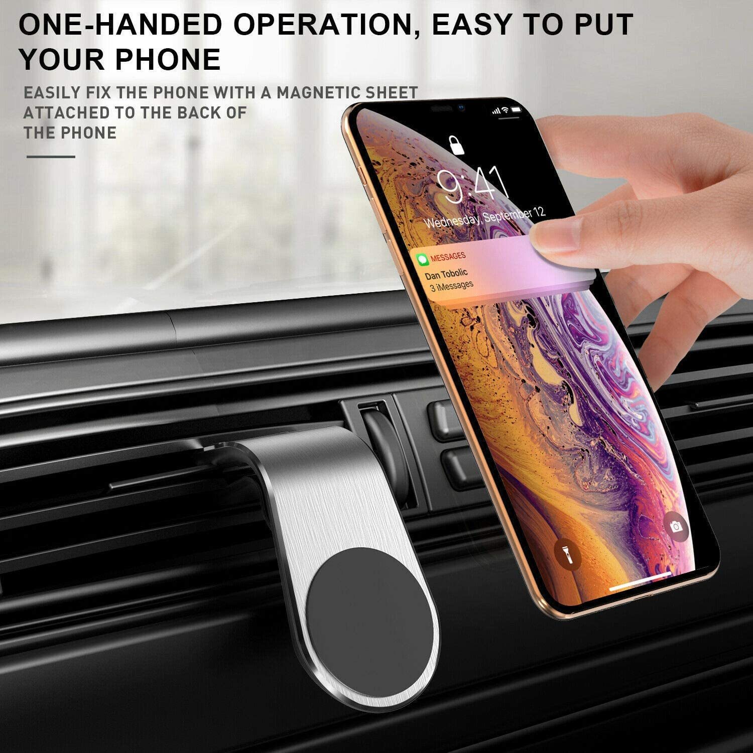 Magnetic Car Dash Phone Holder - Silver image