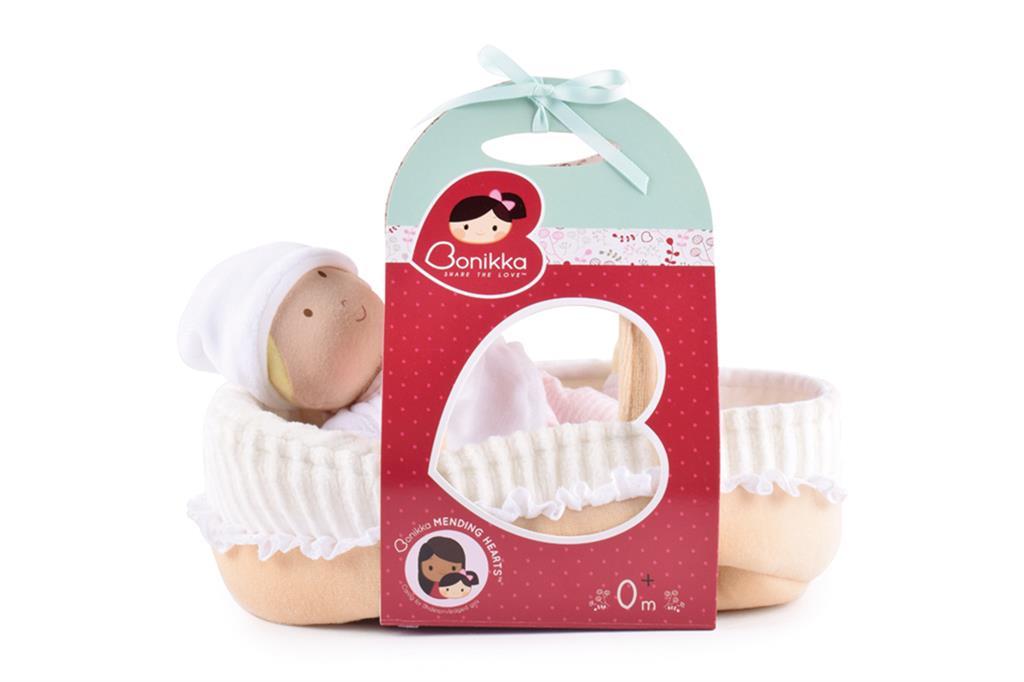 Bonikka: Carry Cot with Baby Doll, Bottle & Blanket (23cm) image