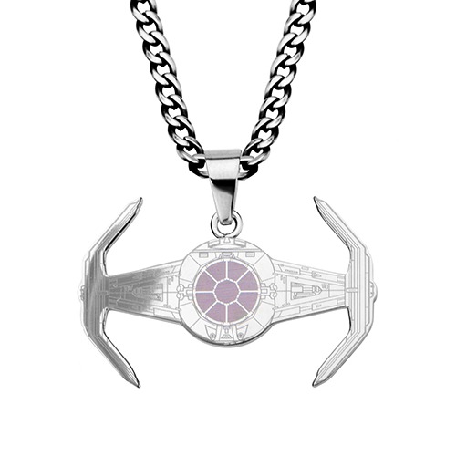 Star Wars Tie Fighter Etched Pendant Necklace image