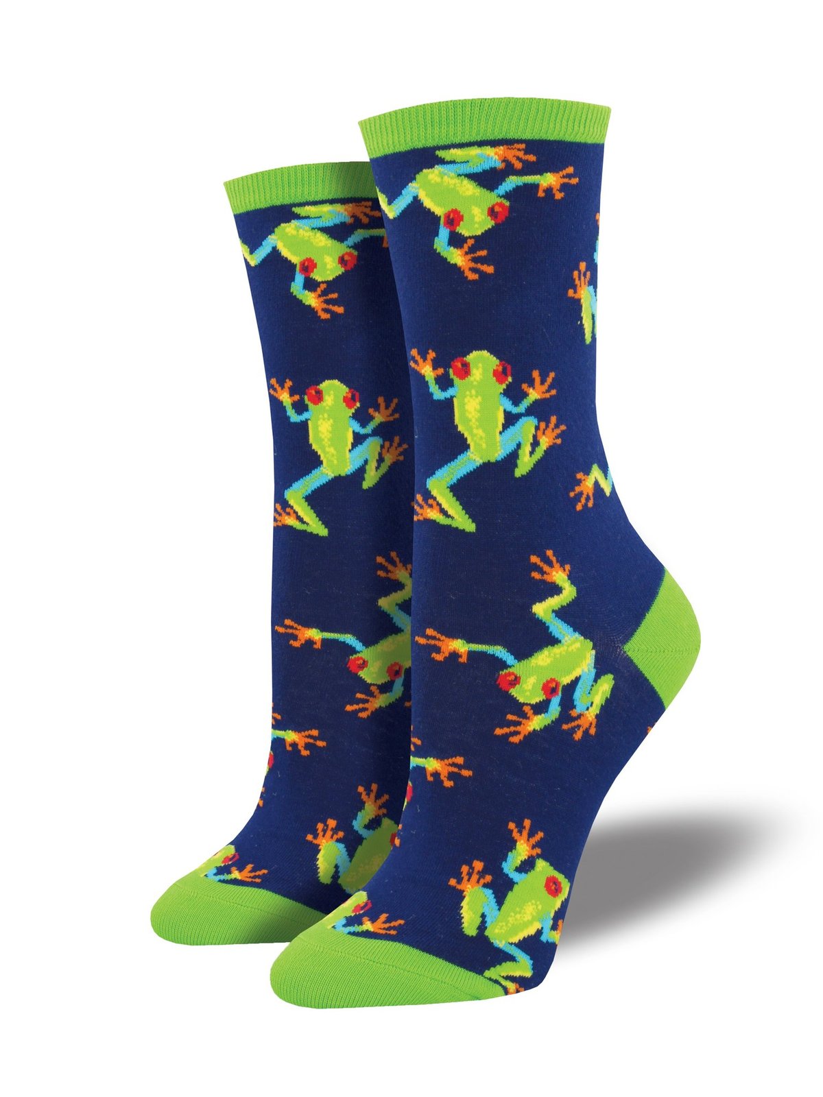 Socksmith: Womens Tree Frogs Crew Socks - Navy image