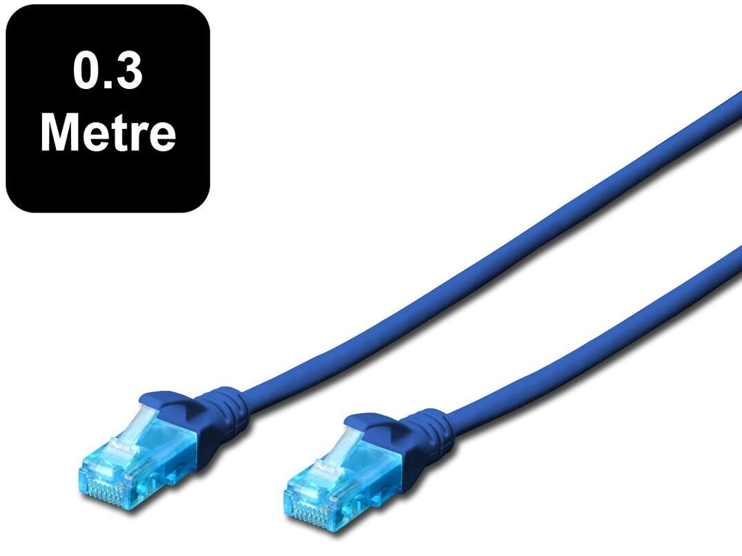 Digitus UTP CAT5e Blue Patch Leads - 0.3m