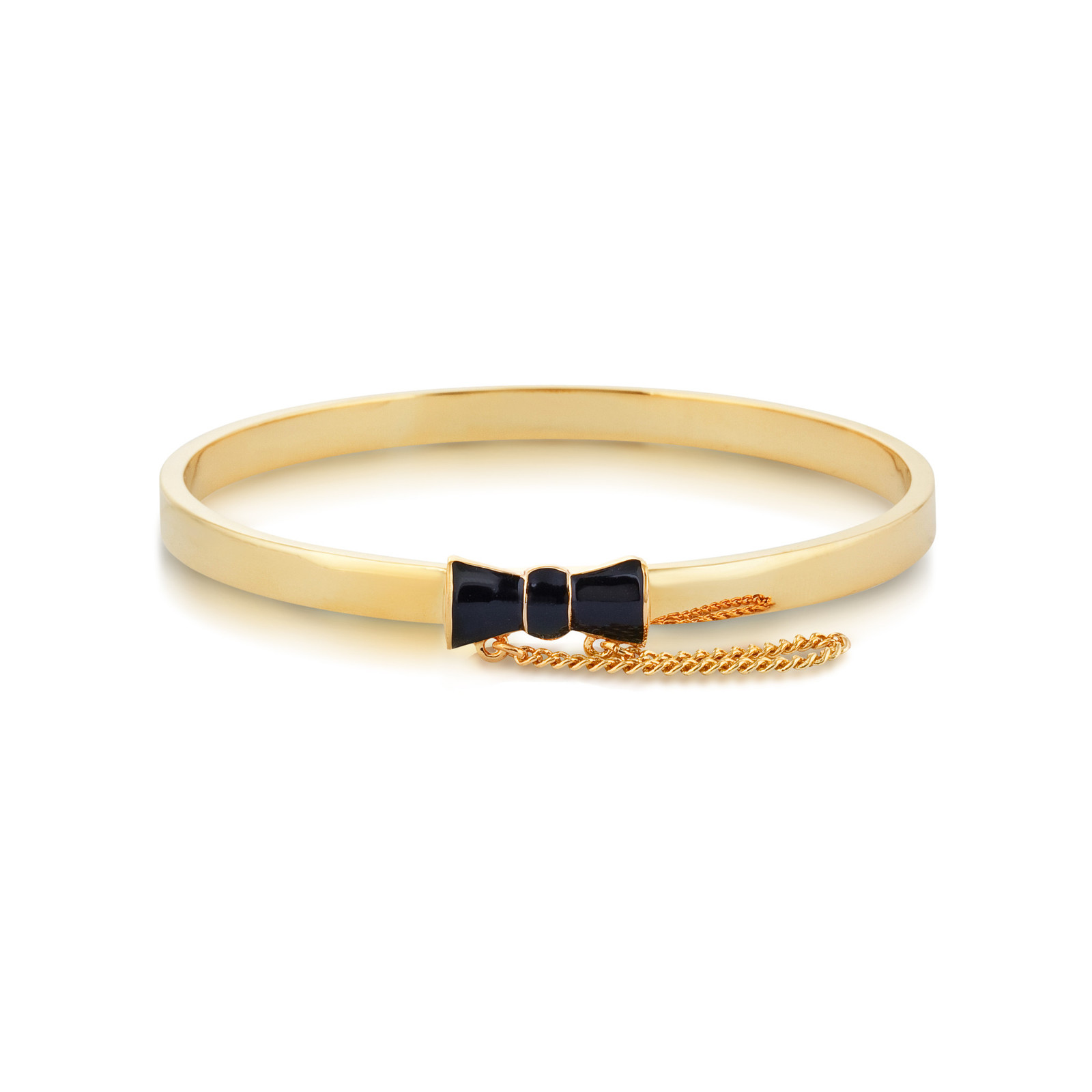 Disney: Minnie Mouse Black Bow Bangle - Yellow Gold