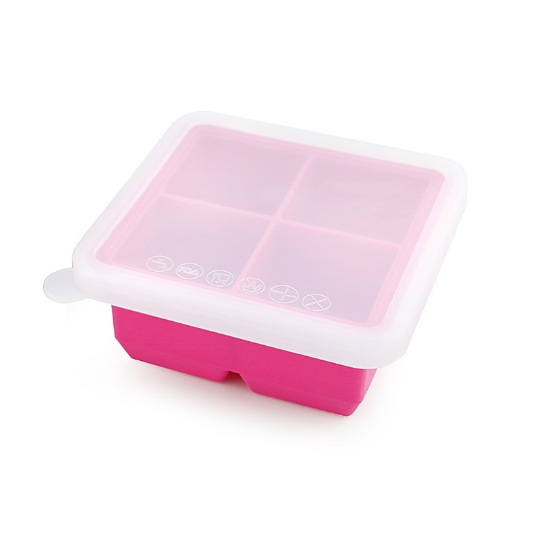 Haakaa: Silicone Baby Food Freezer Tray 4 with Lid - Rose image