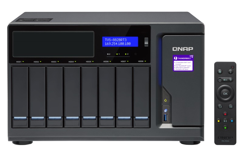 QNAP TVS-882BRT3-I5, 8BAY NAS(NO DISK),16G,I5-7500,ODD(0/1),GbE(4),M.2(2),T3(4),TWR,2YR image