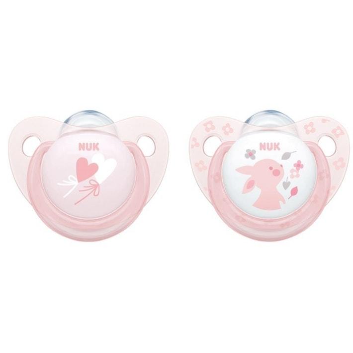 NUK: Silicone Soother - 0-6 Months (2 Pack) - Baby Rose image
