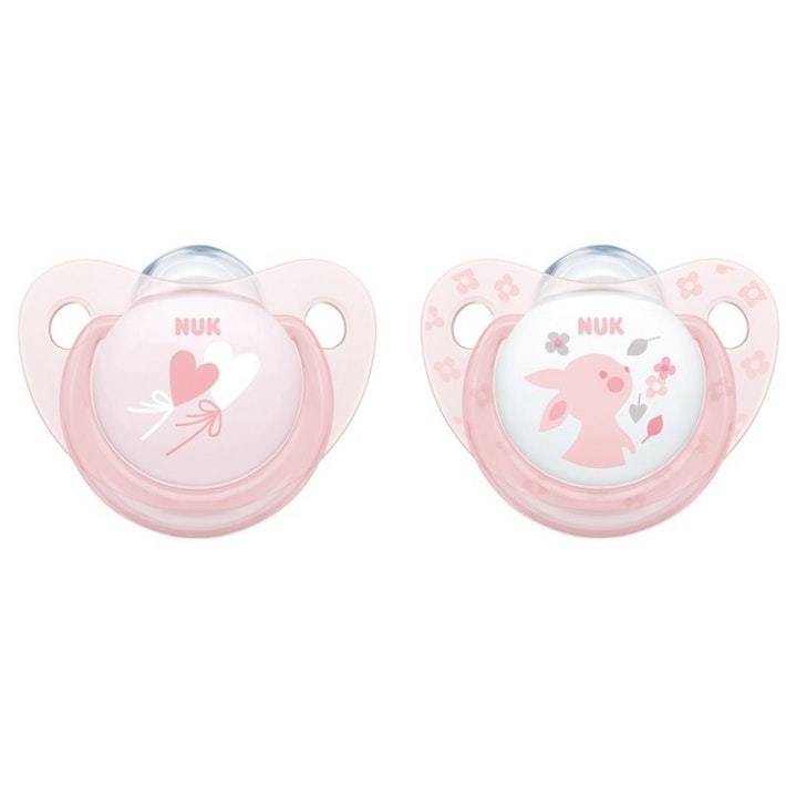 NUK: Silicone Soother - 0-6 Months (2 Pack) - Baby Rose