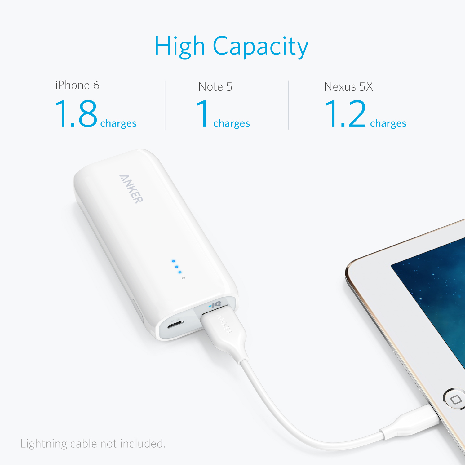 ANKER: Astro E1 5200mAh with 1x PowerIQ 2A port - White image