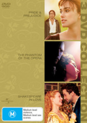 Pride and Prejudice/Shakespeare in Love/Phantom of the Opera (3 Disc Set) on DVD Pride and Prejudice/Shakespeare in Love/Phantom of the Opera (3 Disc Set) on DVD