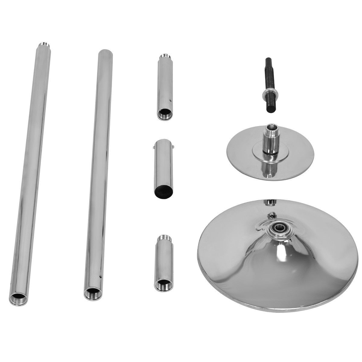 360° Pro Fitness Spinning Dancing Training Pole - Chrome (223-274cm) image