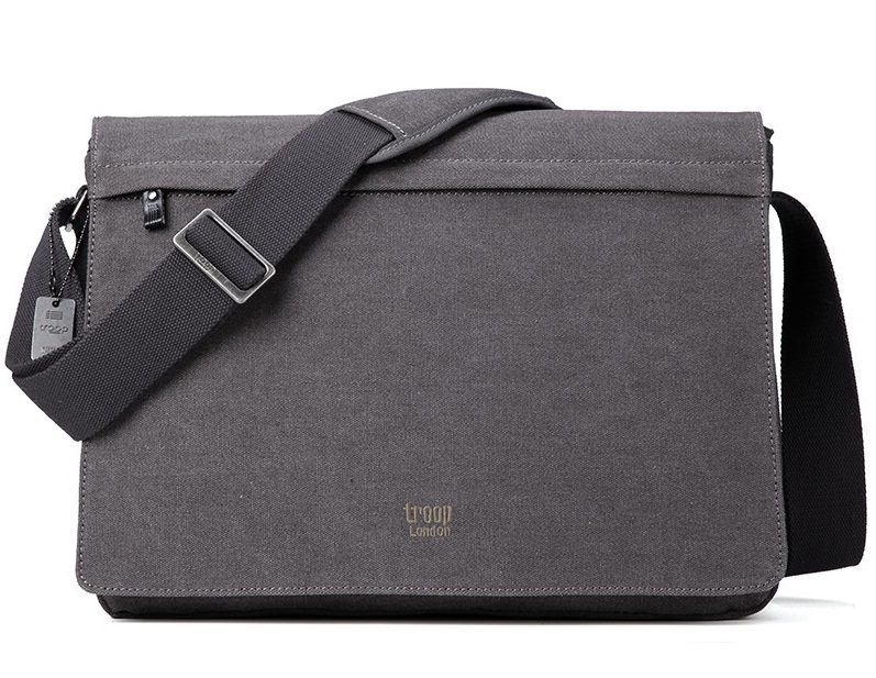 Troop London: Classic Flap-Front Messenger Large - Charcoal