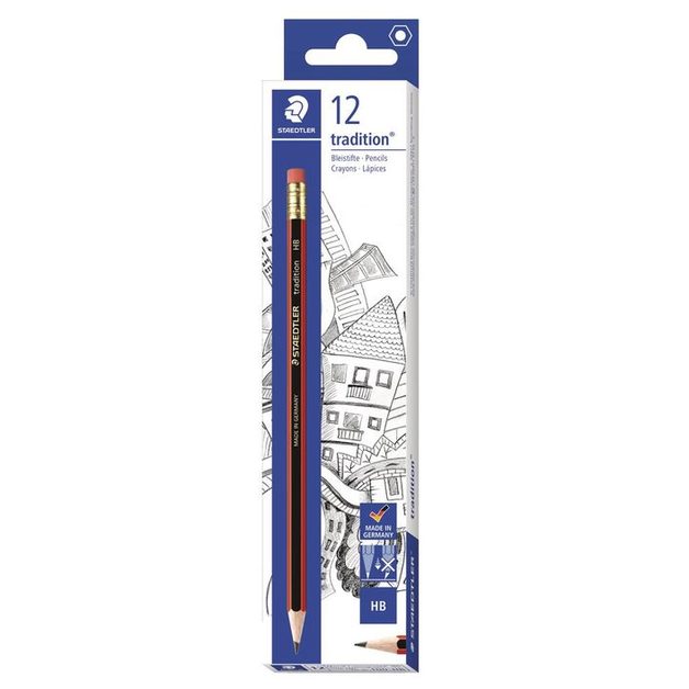 Buy Staedtler 112HB Tradition Pencil with Eraser Tip 12 Pack at