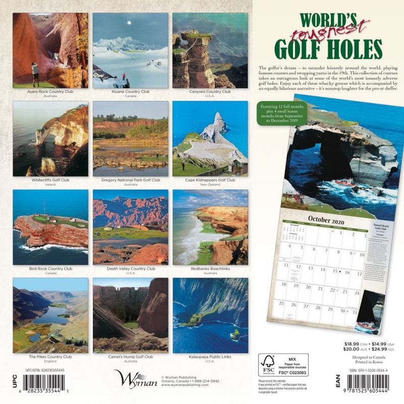 World's Toughest Golf Holes 2020 Square Wall Calendar image