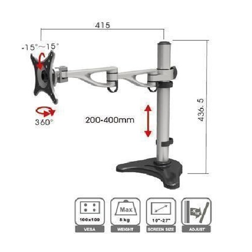 Loctek: DLB202 Single Monitor Desk Mount (10" - 27")