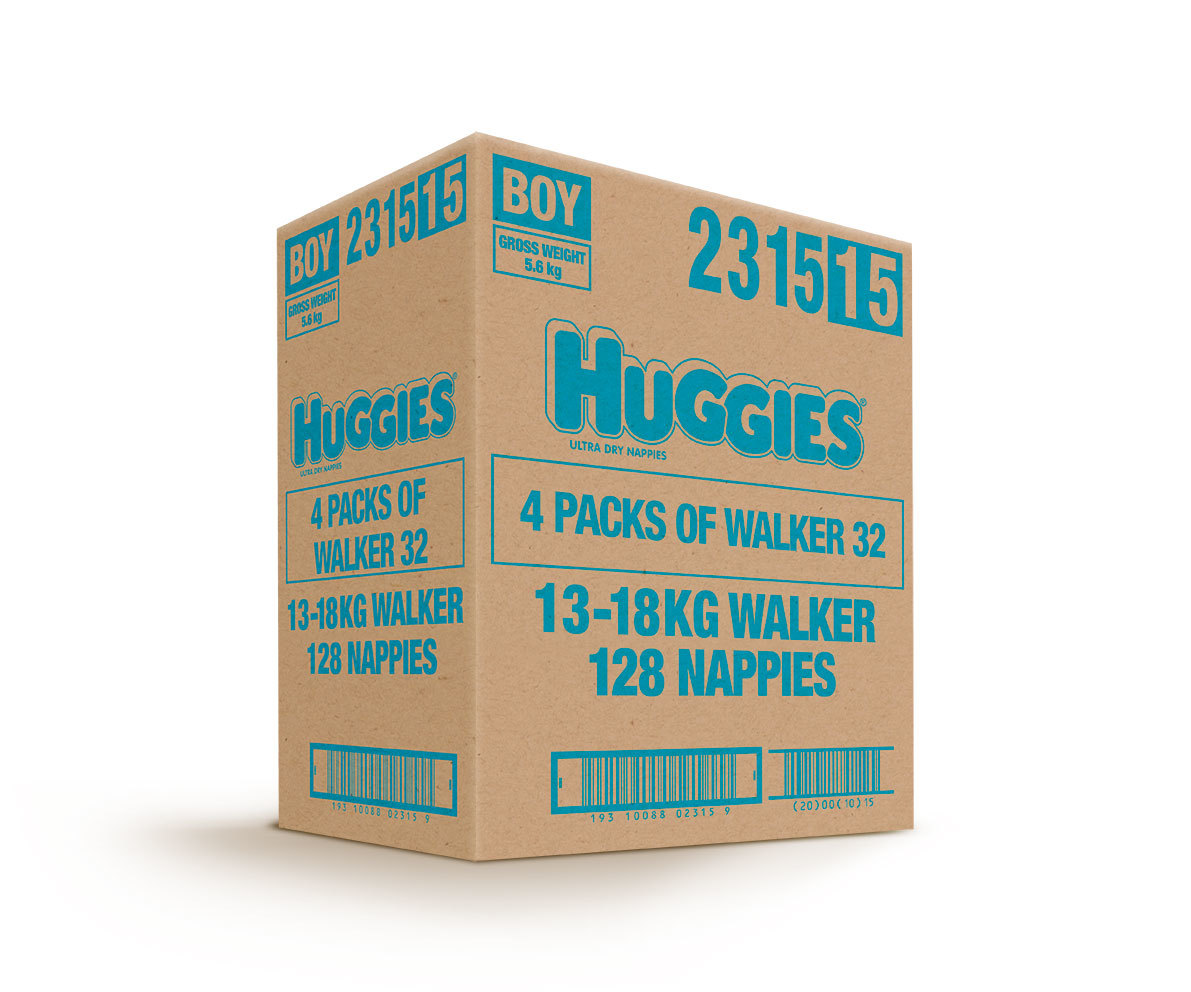 Huggies Ultra Dry Nappies Bulk Value Box - Size 5 Walker Boy (128) image