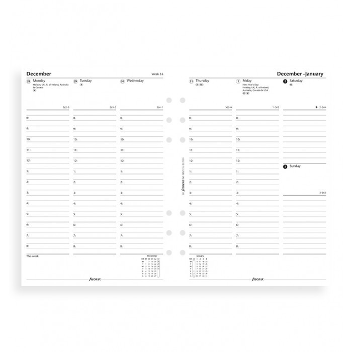 Filofax: A5 2020 Refill - Week on Two Pages English Column Format (Lined) image