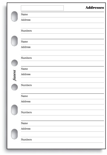 Filofax - Pocket Name, Address, Telephone Number (20 Sheets)