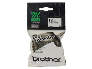 Brother MK-231 M Label Tape - Black on White (12mm x 8m)