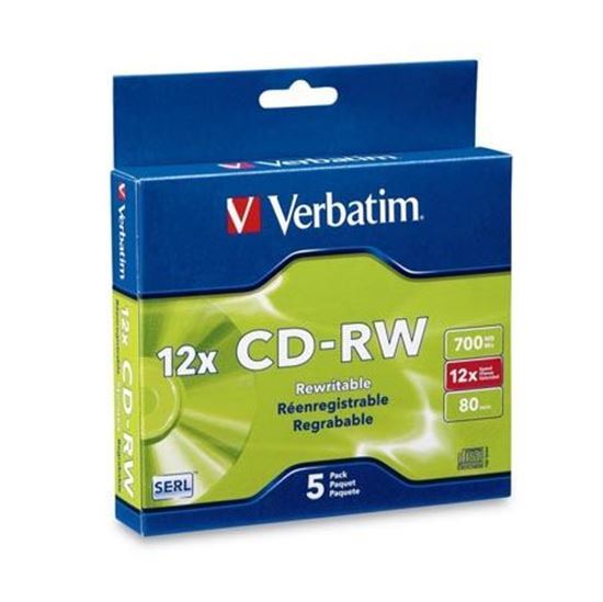 Verbatim CD-RW 700MB Slim 4x-12x High Speed (5 Pack) image