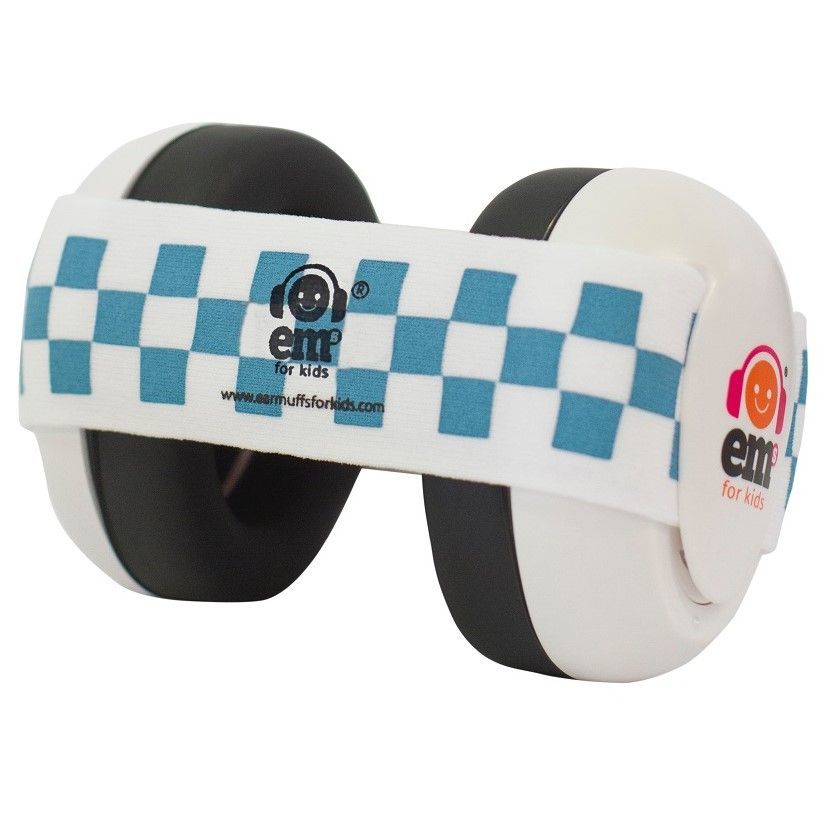 Em’s for Kids: Baby Earmuffs White/Blue Headband image