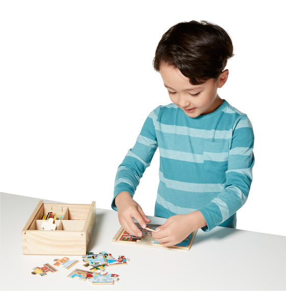 Melissa & Doug: Wooden Vehicles Jigsaw Puzzles in a Box image