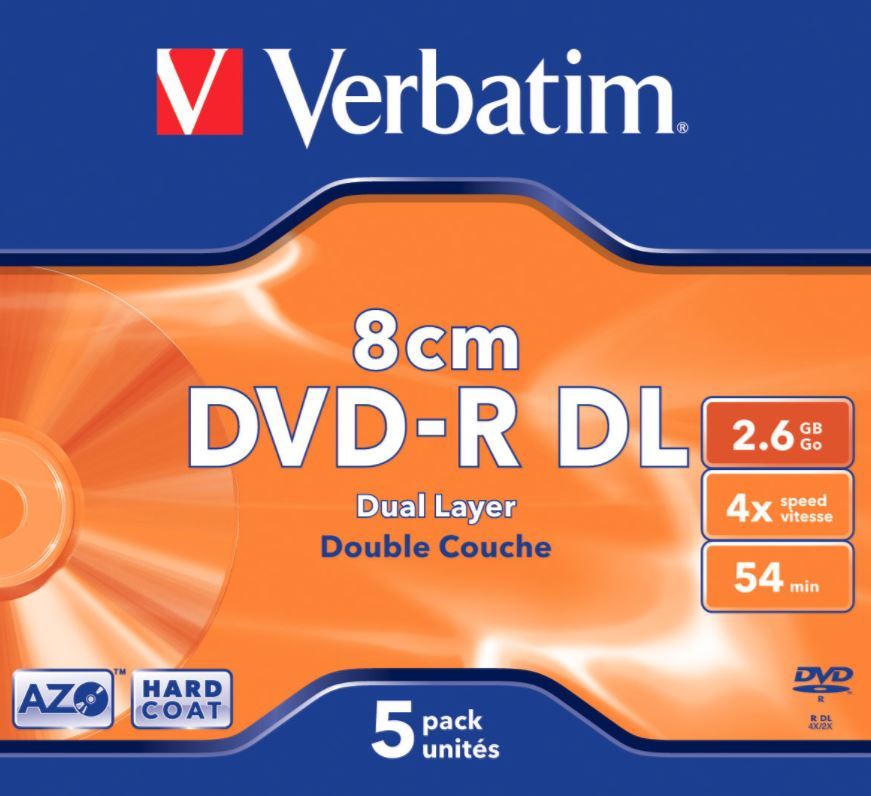 Verbatim DVD-R DL 2.6GB Hardcoat 4x (5 Pack) image