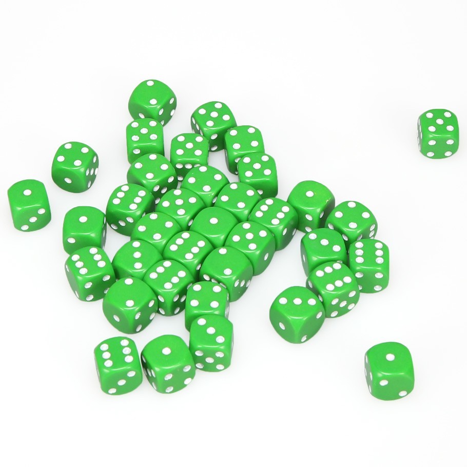 Chessex: D6 Opaque Cube Set (12mm) - Green/White image
