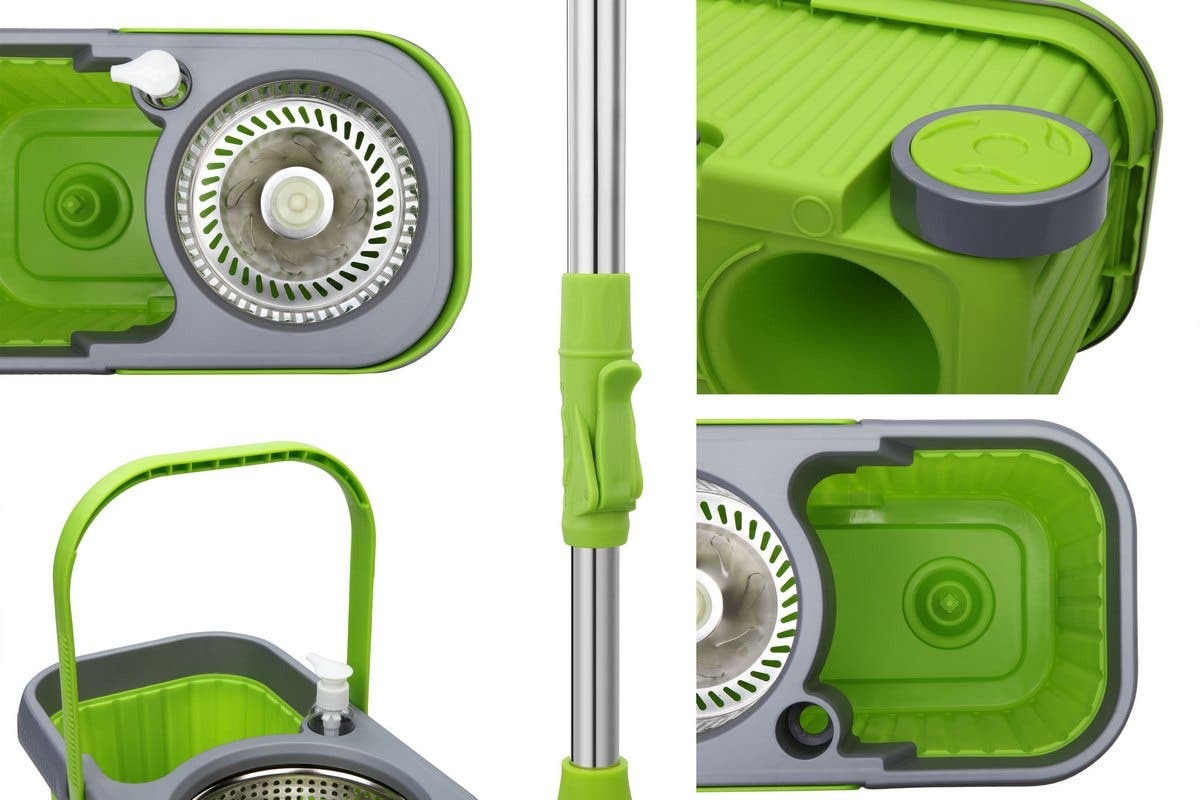 Essentials For You: Magic 360° Spin Mop with Roller Bucket and 5 Mop Heads image