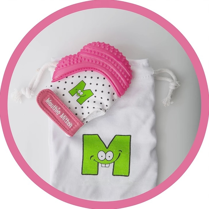 Mouthie Mitten Teething Mitten (Pink Shimmer) image