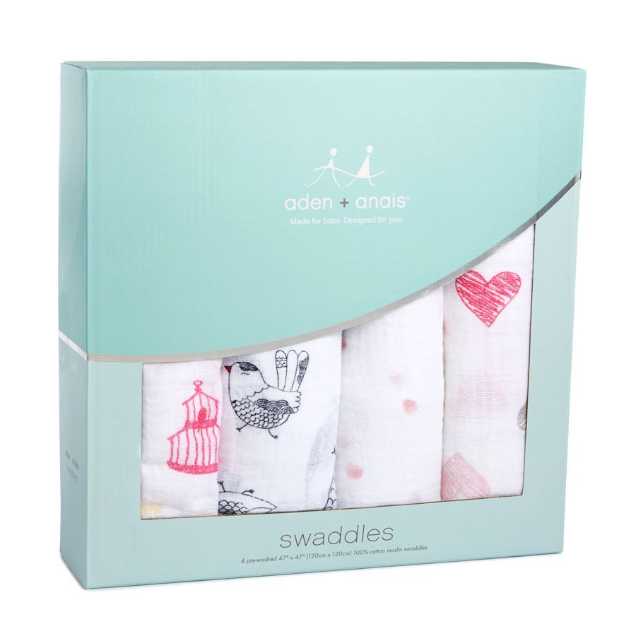 Aden + Anais: Classic Swaddle - Lovebird (4 Pack Swaddling Wraps)