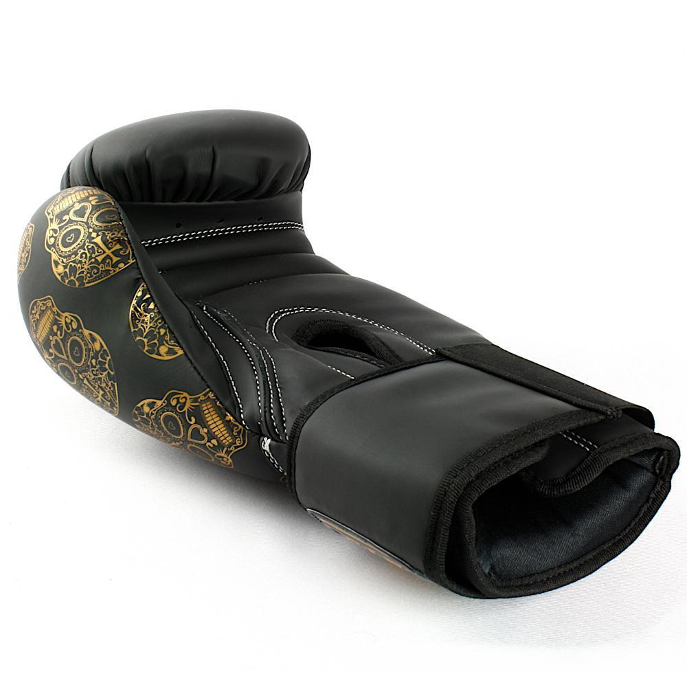 Buy Punch Urban Boxing Gloves 12oz Black & Gold Skulls at Mighty Ape