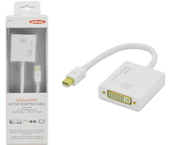 Ednet mini DisplayPort (M) to DVI-D (F) Active Adapter Cable