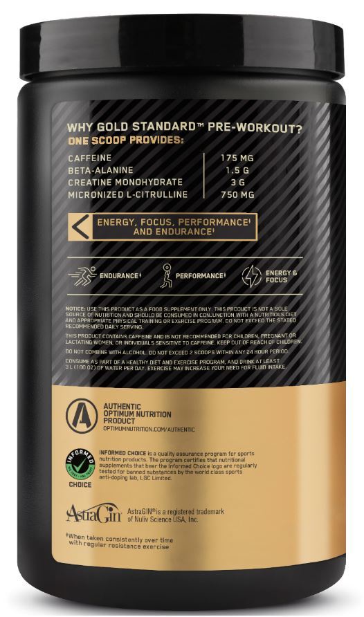 Buy Optimum Nutrition Gold Standard PreWorkout Watermelon (550g) at