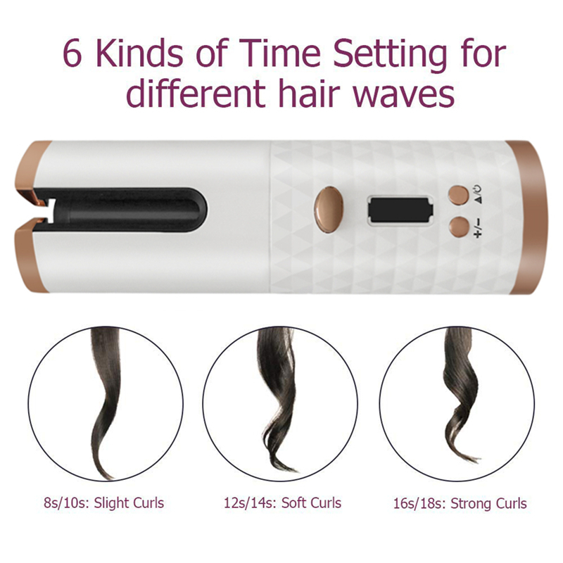 Wireless Auto-Rotating Ceramic Hair Curler - White image