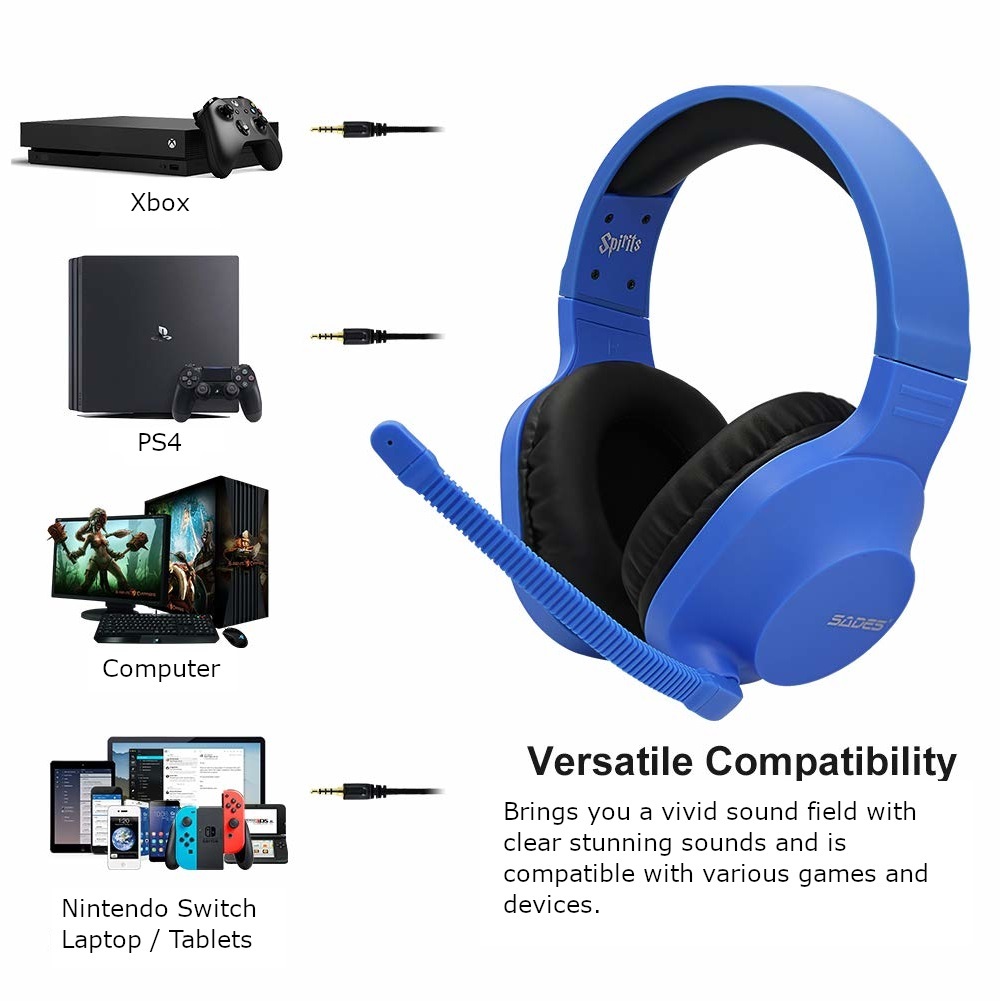 SADES Spirits Universal Gaming Headset (Blue) for Switch, PC, PS4, Xbox One image
